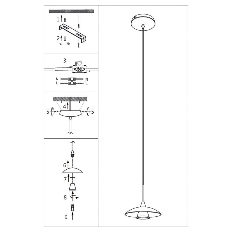 Hanglamp Tallerken 2655ST Staal 1 lichts 300 Lumen - Afbeelding 8