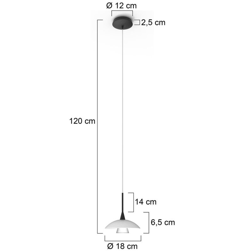 Hanglamp Tallerken 2655ZW Zwart 1 lichts 300 Lumen - Afbeelding 8