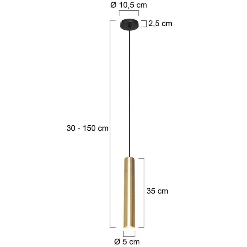 Hanglamp Tubel 3867ME Messing inclusief GU10 lichtbron - Afbeelding 4