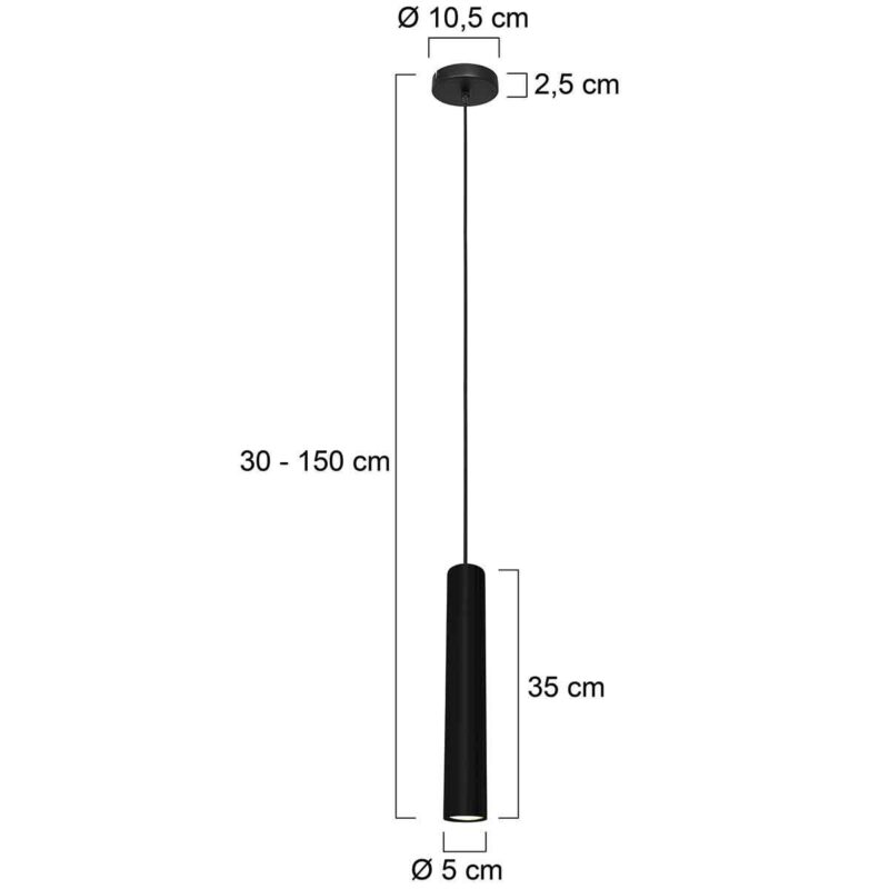Hanglamp Tubel 3867ZW Zwart inclusief GU10 lichtbron - Afbeelding 7