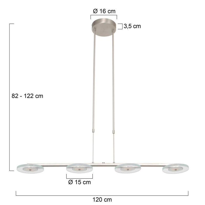 Hanglamp Turound 3512ST Staal 4-lichts - Afbeelding 7