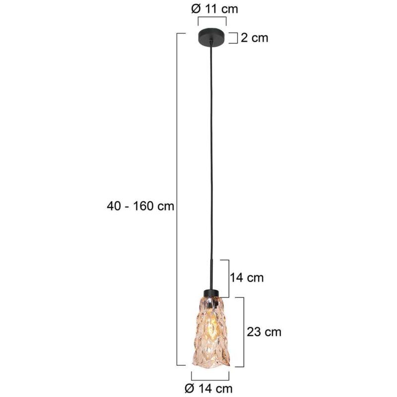 Hanglamp Vidrio 3831ZW amber geel glas - Afbeelding 7