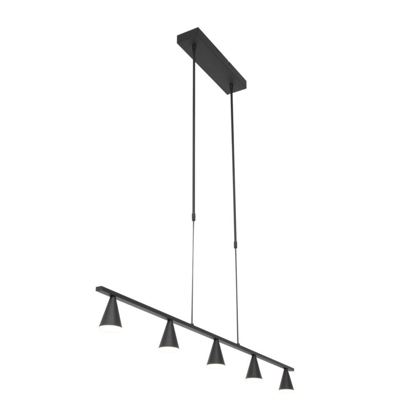 Hanglamp Vortex 3066ZW Zwart 5 lichts lichtkleur instelbaar - Afbeelding 2