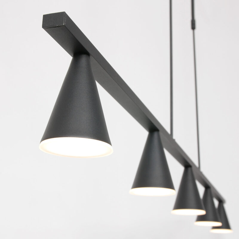 Hanglamp Vortex 3066ZW Zwart 5 lichts lichtkleur instelbaar - Afbeelding 14