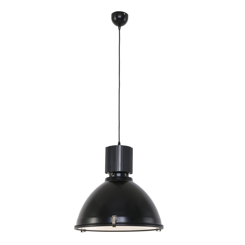 Hanglamp Warbier 7277ZW Zwart rond 47cm Industrieel - Afbeelding 2
