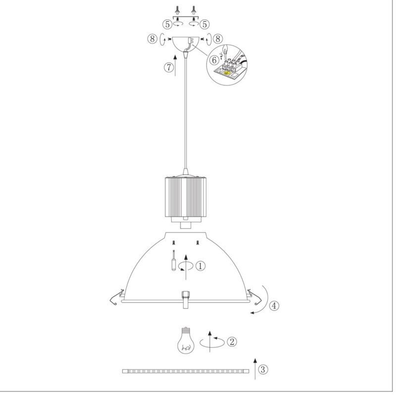 Hanglamp Warbier 7277ZW Zwart rond 47cm Industrieel - Afbeelding 10