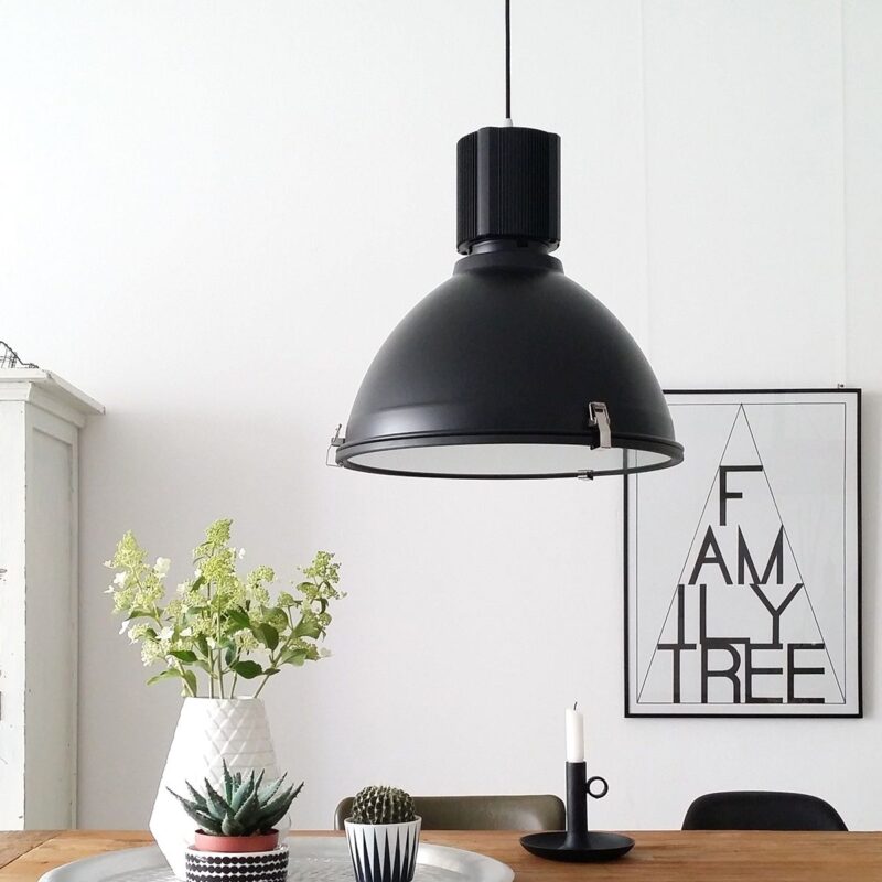 Hanglamp Warbier 7277ZW Zwart rond 47cm Industrieel - Afbeelding 3