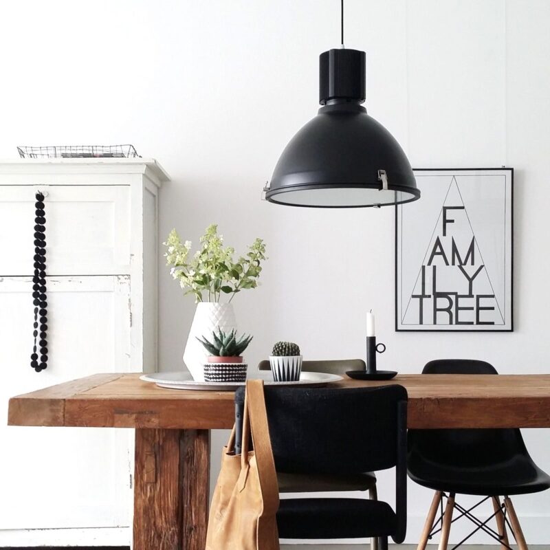 Hanglamp Warbier 7277ZW Zwart rond 47cm Industrieel - Afbeelding 4