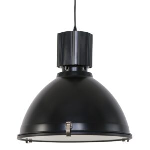 Hanglamp Warbier 7277ZW Zwart rond 47cm Industrieel