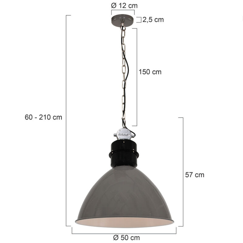 Industriële Grijze Hanglamp Frisk 7696GR – Robuust en Stijlvol - Afbeelding 7