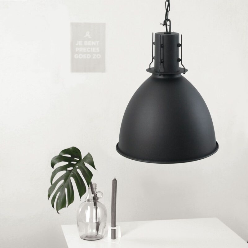 Industriële zwarte hanglamp 7780ZW Espen rond 42cm - Afbeelding 3