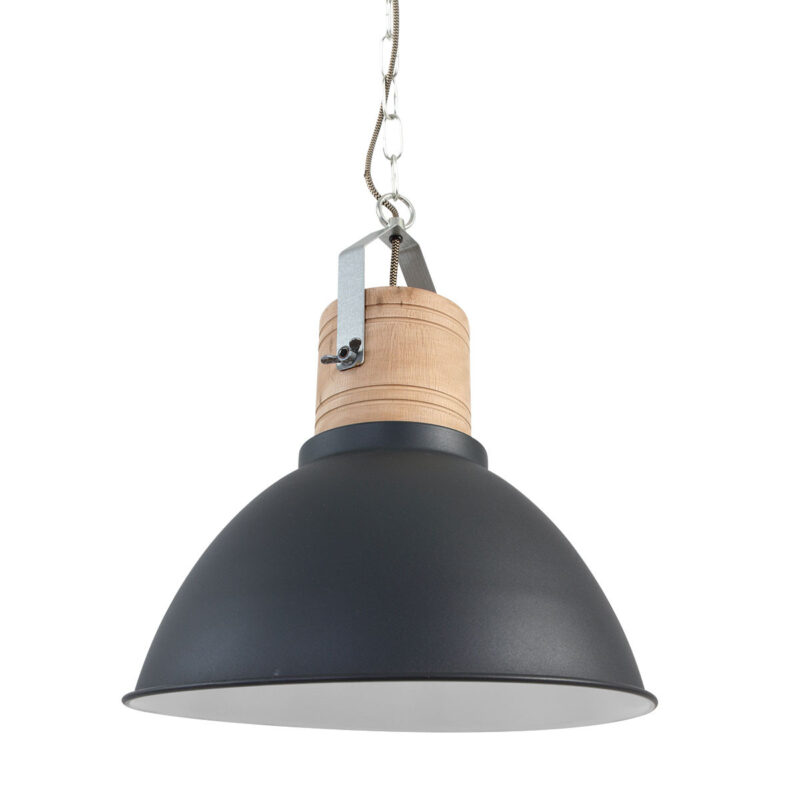 Industriële zwarte hanglamp 7781ZW Espen rond 42cm - Afbeelding 13