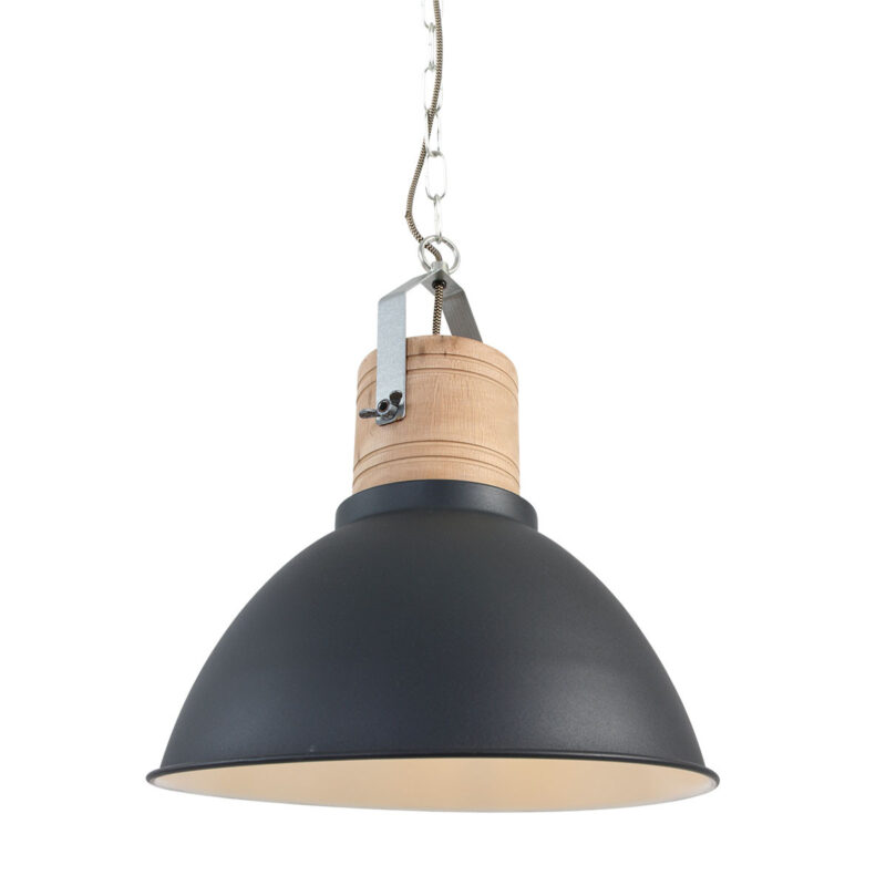 Industriële zwarte hanglamp 7781ZW Espen rond 42cm