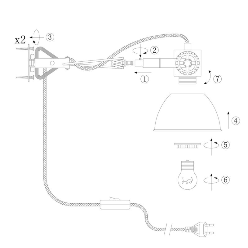 Klemspot en wandlamp Gearwood 2752NI Nikkel E27 fitting - Afbeelding 8