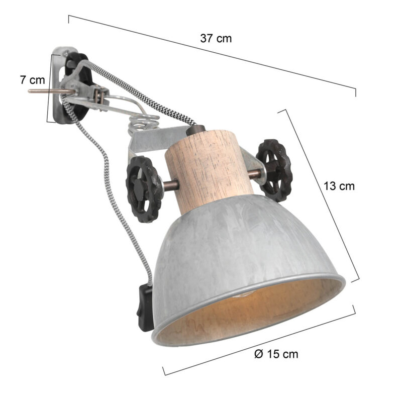Klemspot en wandlamp Gearwood 2752NI Nikkel E27 fitting - Afbeelding 6