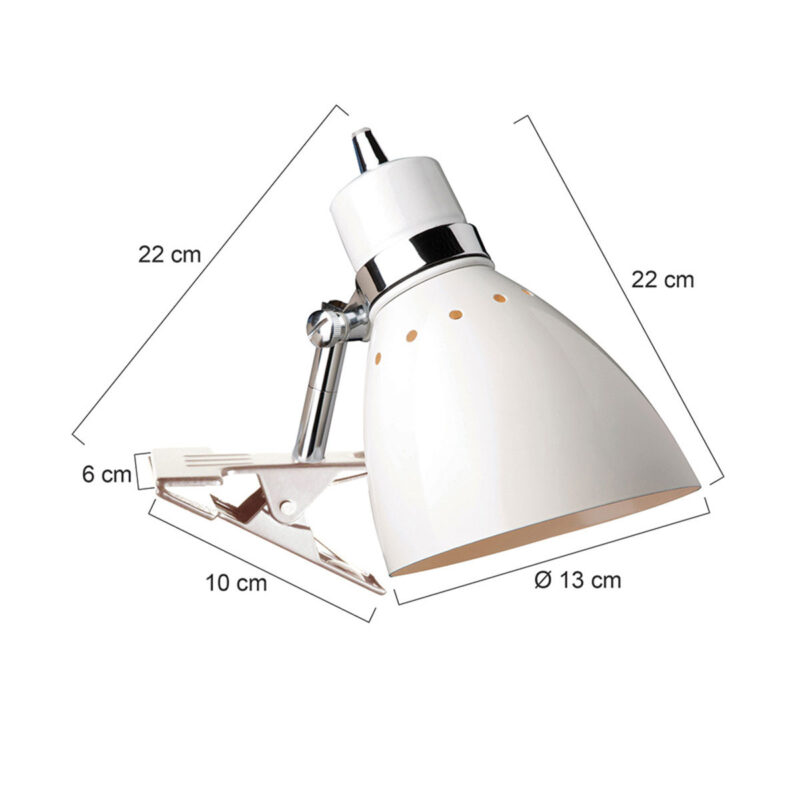 Knijpspot Spring 6827W Wit met snoer schakelaar en E27 fitting - Afbeelding 7