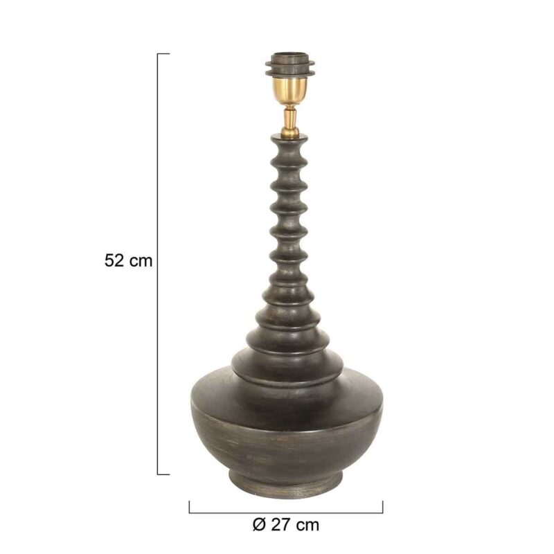 Lampenvoet Bois 3677ZW zwart bruin zonder lampenkap - Afbeelding 6