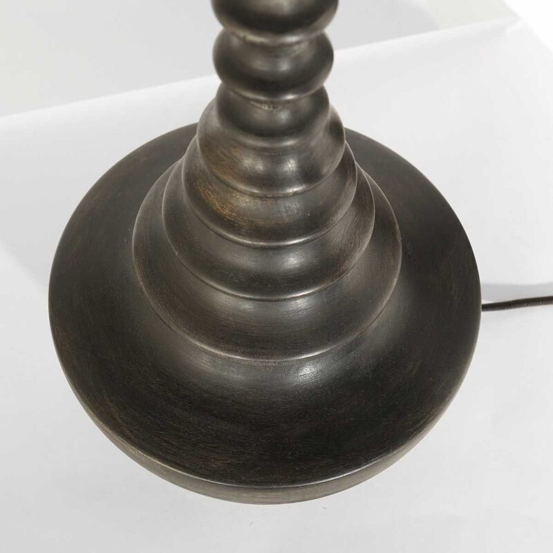 Lampenvoet Bois 3974ZW zwart bruin met zwart met goud linnen kap - Afbeelding 9
