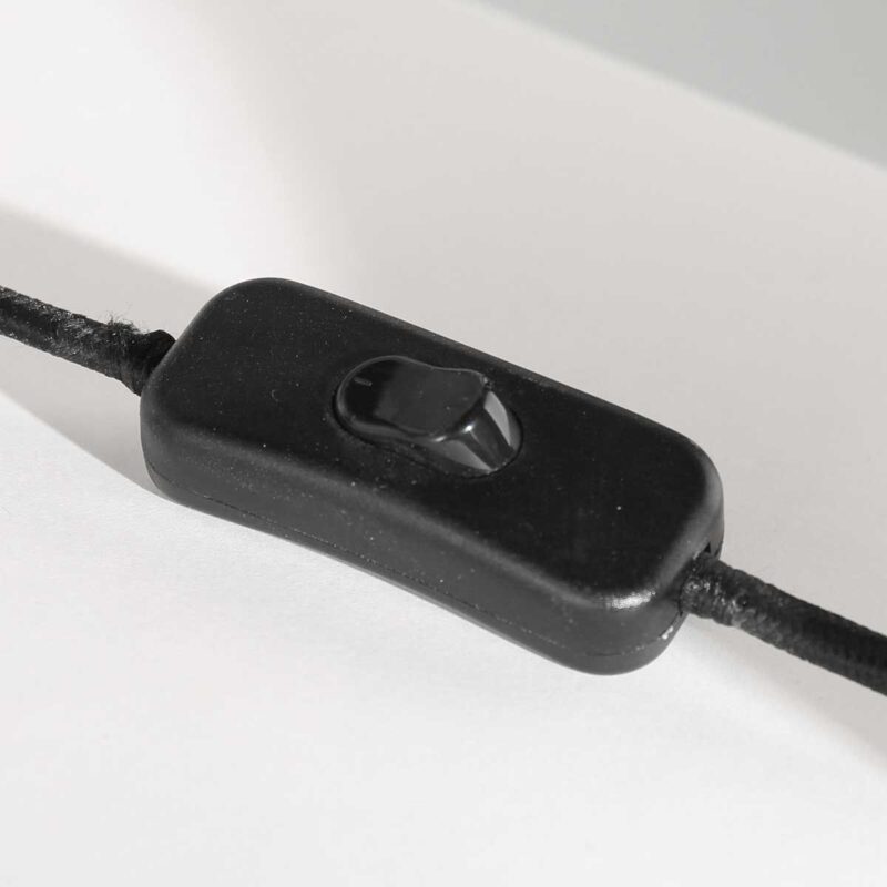 Lampvoet Bois 3756ZW zwartbruin met bamboe kap blank/zwart - Afbeelding 15