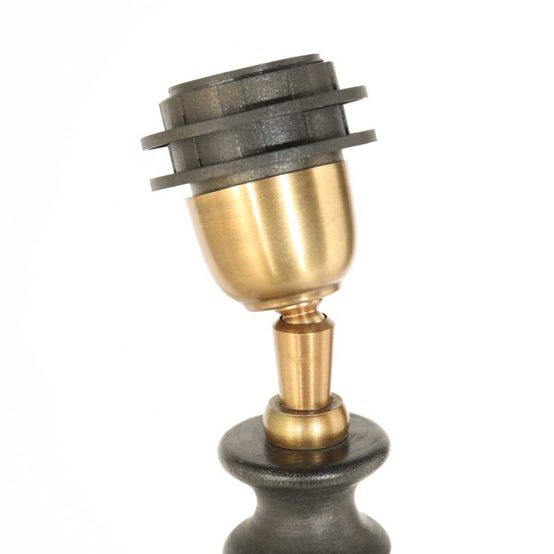 Lampvoet Bois 3757ZW zwart bruin met beige/gele gras gevlochten kap - Afbeelding 9