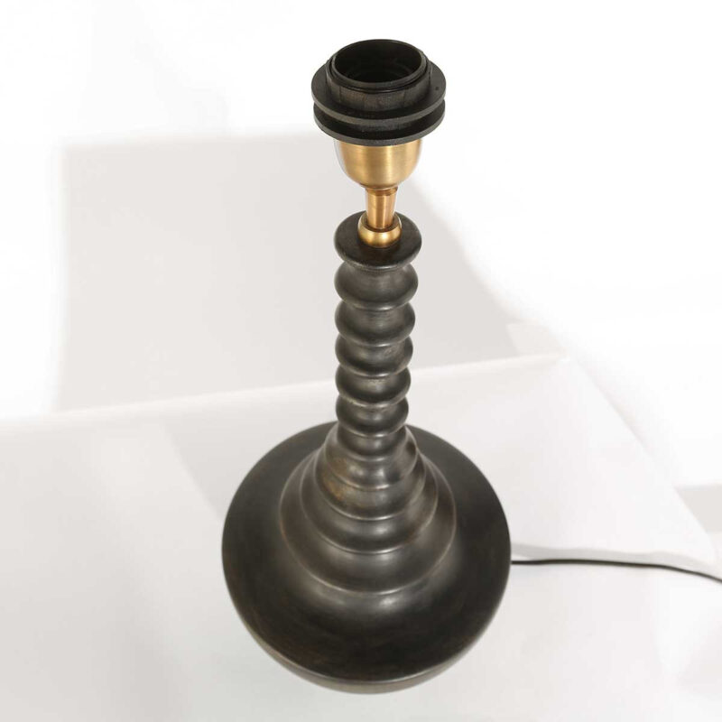 Lampvoet Bois 3757ZW zwart bruin met beige/gele gras gevlochten kap - Afbeelding 12