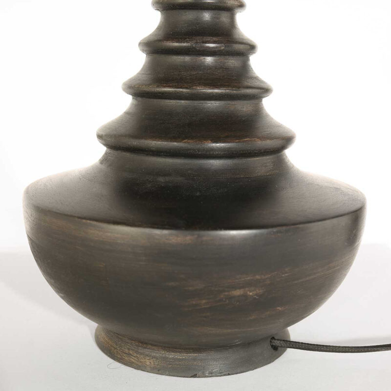 Lampvoet Bois 3757ZW zwart bruin met beige/gele gras gevlochten kap - Afbeelding 14