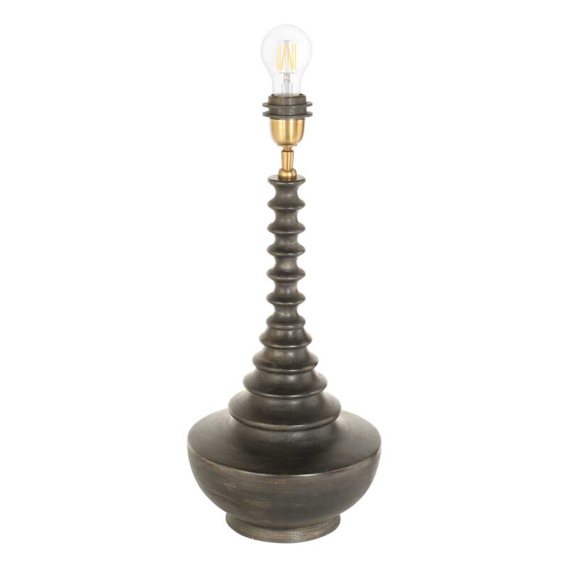 Lampvoet Bois 3757ZW zwart bruin met beige/gele gras gevlochten kap - Afbeelding 15