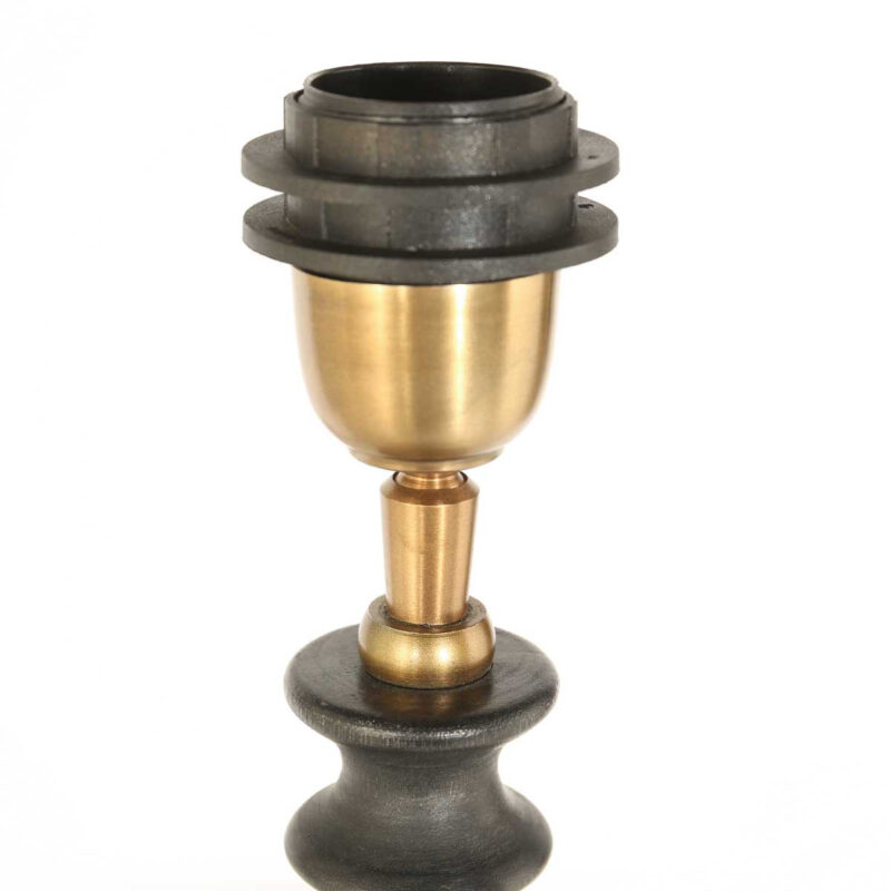 Lampvoet Bois 3757ZW zwart bruin met beige/gele gras gevlochten kap - Afbeelding 3