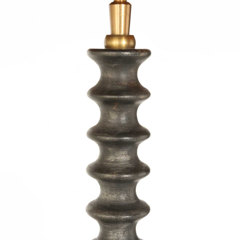 Lampvoet Bois 3757ZW zwart bruin met beige/gele gras gevlochten kap - Afbeelding 4