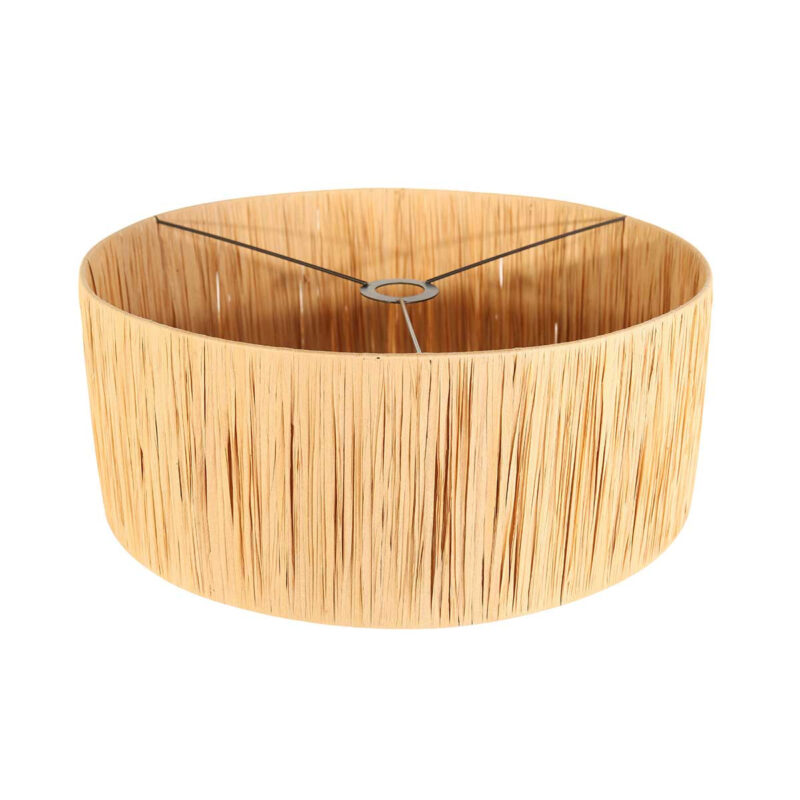 Lampvoet Bois 3757ZW zwart bruin met beige/gele gras gevlochten kap - Afbeelding 5