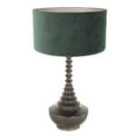 Lampvoet Bois 3762ZW zwart bruin met groene velours kap Greenwave