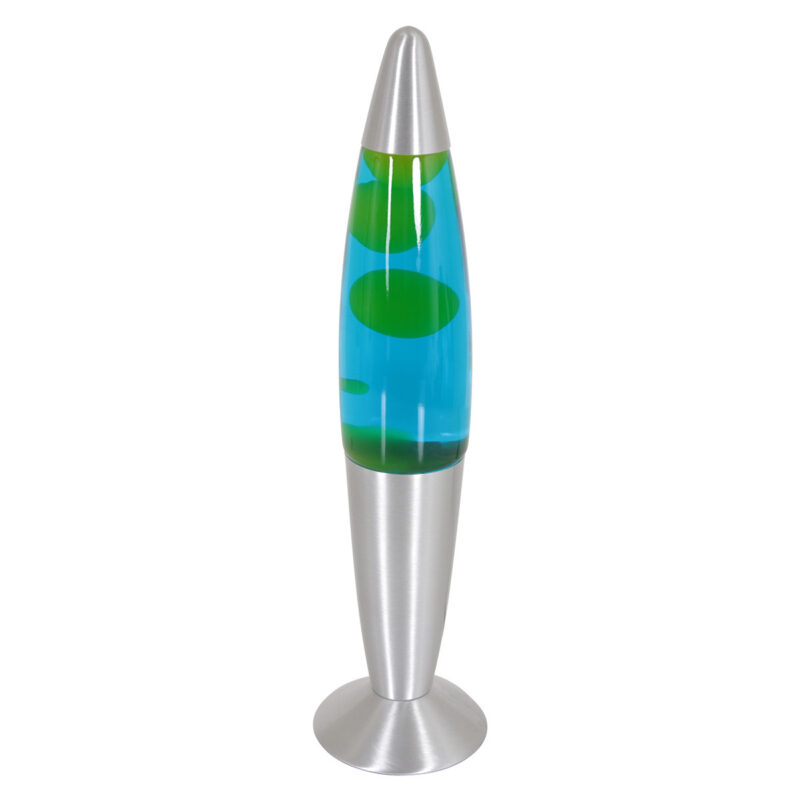 Lavalamp Volcan 3116ST staal met groen blauwe vloeistof - Afbeelding 2