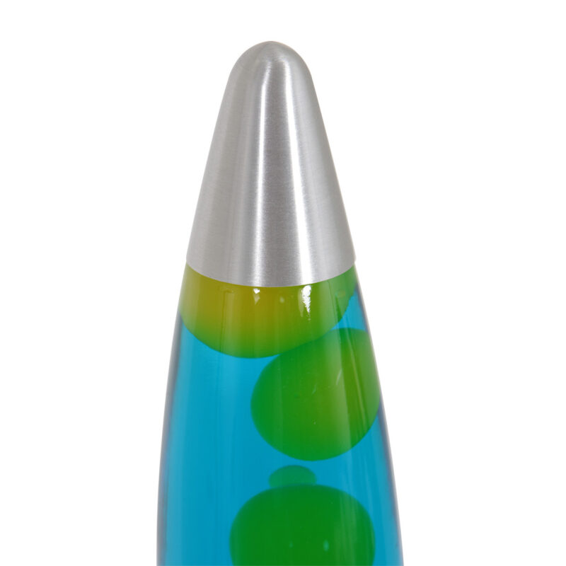 Lavalamp Volcan 3116ST staal met groen blauwe vloeistof - Afbeelding 4