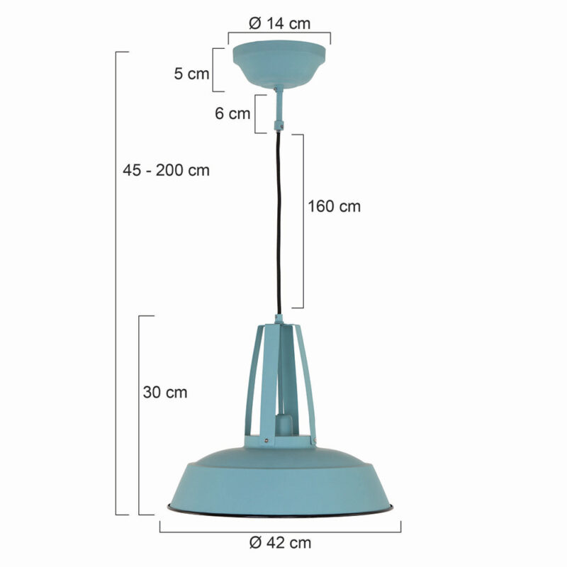 Lichtblauwe hanglamp Eden 7704BL E27 fitting - Afbeelding 7
