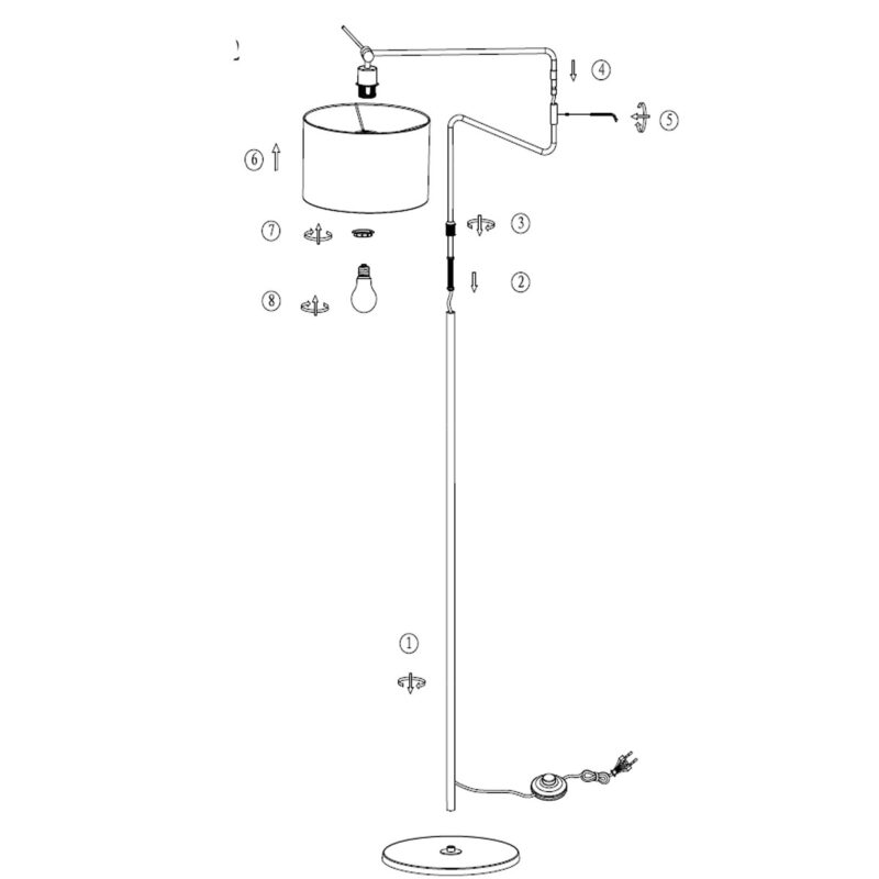 Linstrom 3732ZW – Stijlvolle Kleine Booglamp met Luxe Velours Kap - Afbeelding 8