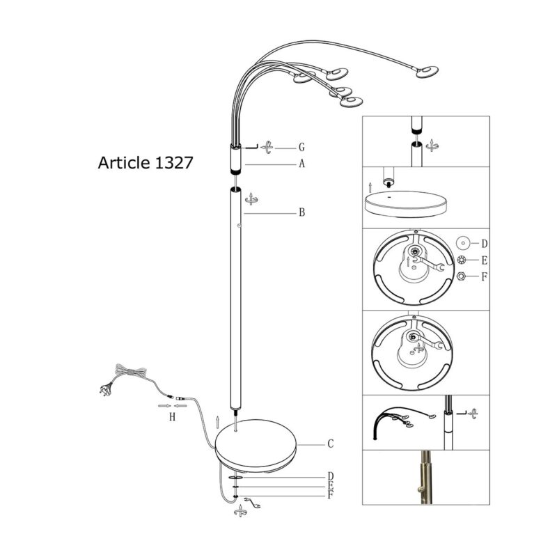 Moderne 5-lichts vloerlamp 1327ST – Stijlvolle LED booglamp met dimfunctie - Afbeelding 10