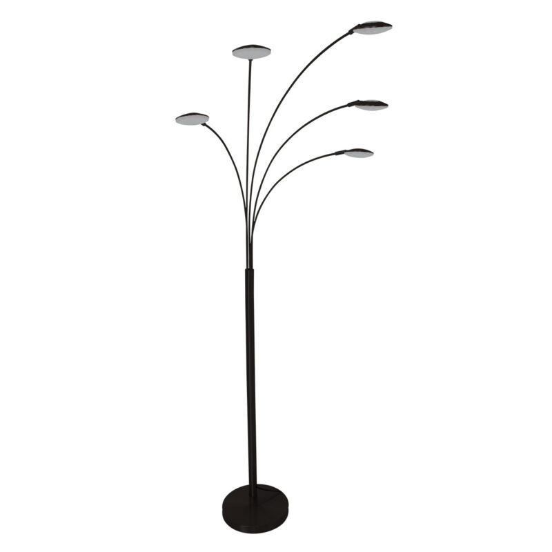 Moderne 5-lichts vloerlamp 1327ZW – Stijlvolle zwarte booglamp met LED en dimfunctie - Afbeelding 2