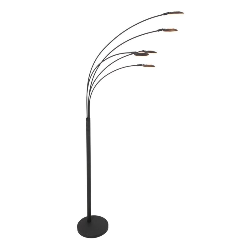 Moderne 5-lichts vloerlamp 1327ZW – Stijlvolle zwarte booglamp met LED en dimfunctie - Afbeelding 10