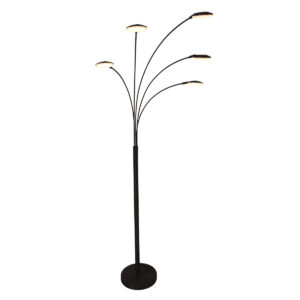 Moderne 5-lichts vloerlamp 1327ZW – Stijlvolle zwarte booglamp met LED en dimfunctie