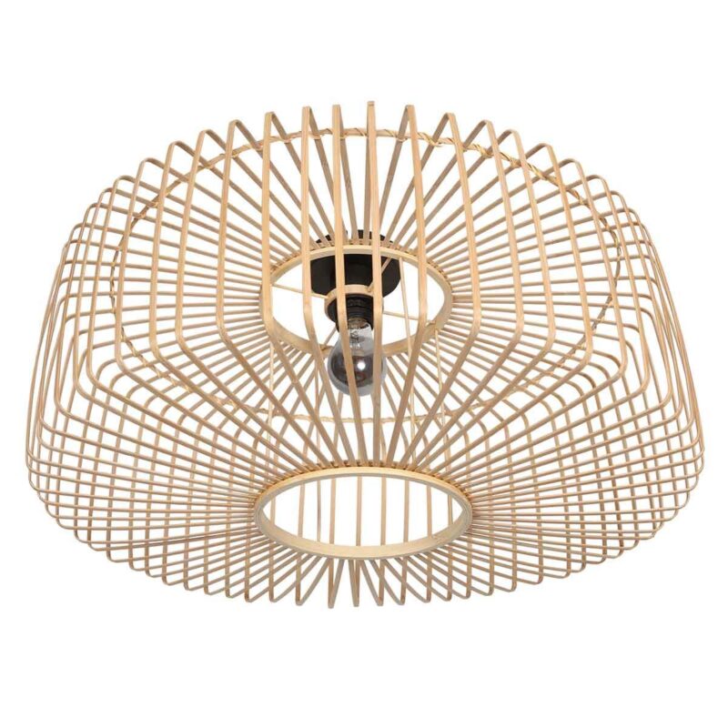 Naturelkleurige plafondlamp Bloeba 4144ZW met bamboe kap Ø 60cm - Afbeelding 2