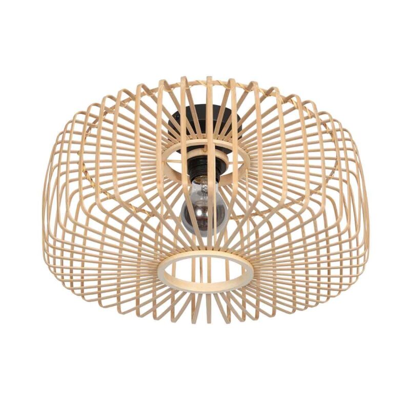 Naturelkleurige plafondlamp Bloeba 4145ZW met bamboe kap Ø 50cm - Afbeelding 2