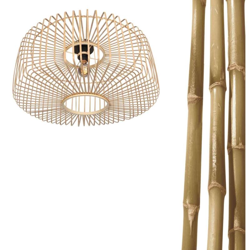 Naturelkleurige plafondlamp Bloeba 4146ZW met bamboe kap Ø40cm - Afbeelding 3