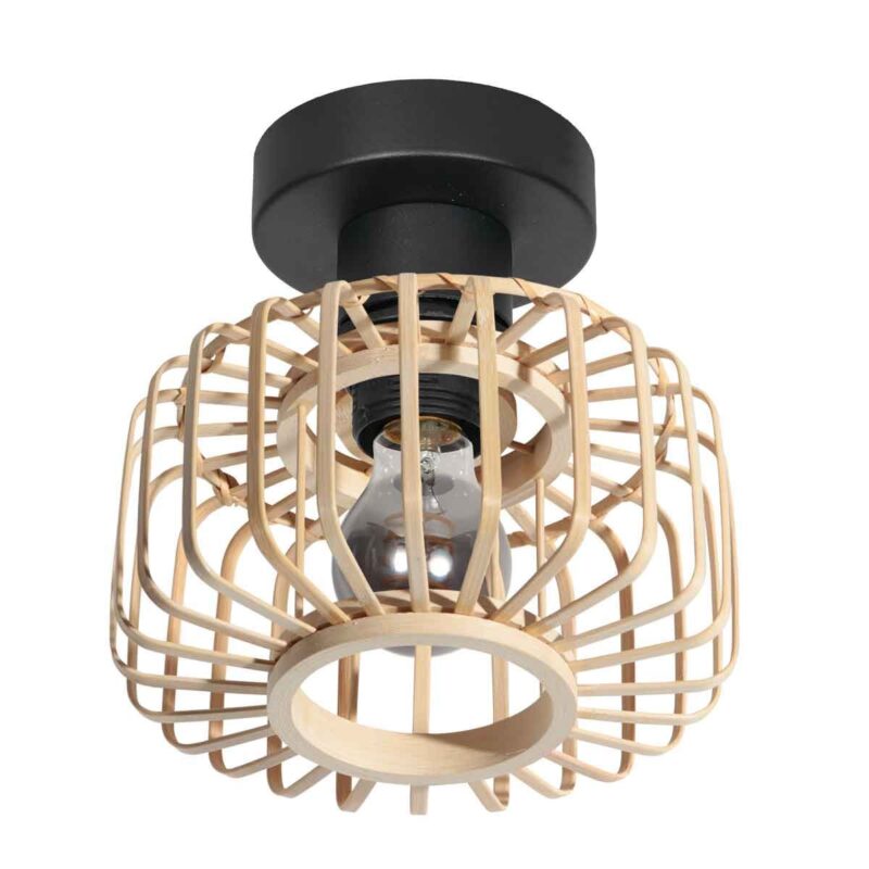 Naturelkleurige plafondlamp Bloeba 4147ZW met bamboe kap Ø20cm - Afbeelding 2
