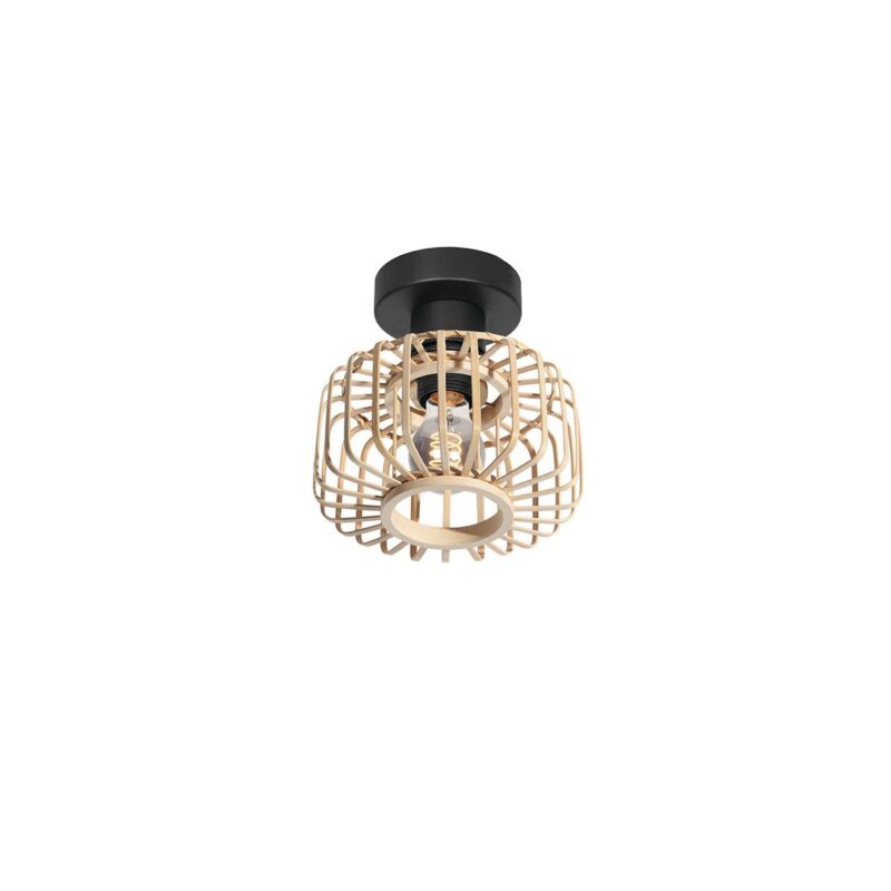 Naturelkleurige plafondlamp Bloeba 4147ZW met bamboe kap Ø20cm