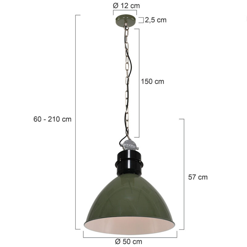 Olijfgroene Hanglamp Frisk 7696G – Stoer en Landelijk Design - Afbeelding 7