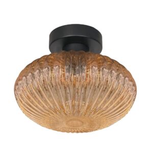 Plafondlamp Bloeba 4236ZW met amberkleurig ribbelglas