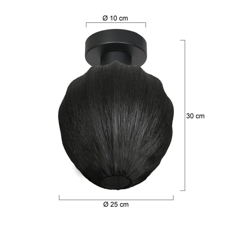 Plafondlamp Bloeba 4369ZW met zwart linnen druppelkapje Ø25 cm - Afbeelding 6