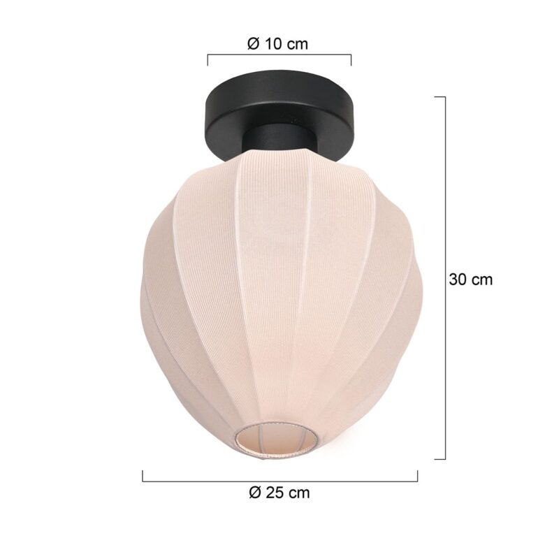 Plafondlamp Bloeba 4370ZW met beige linnen druppelkap Ø25 cm - Afbeelding 6