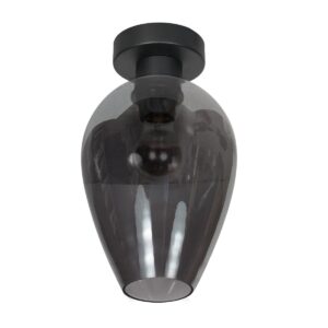 Plafondlamp Bloeba 4371ZW met rookglas druppelkap Ø22