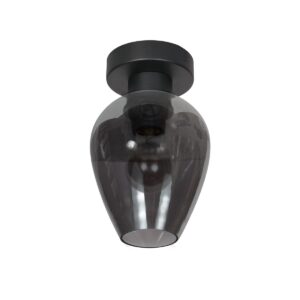 Plafondlamp Bloeba 4372ZW met rookglas druppelkap Ø15 cm